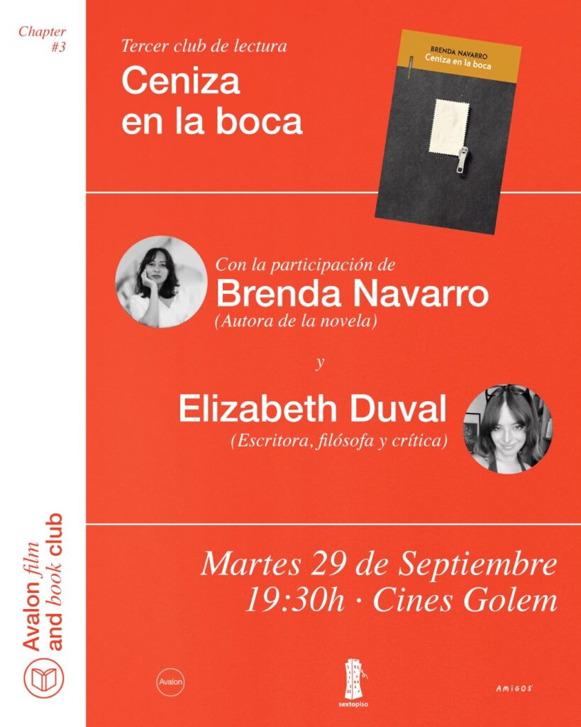 Brenda Navarro, protagonista de nuestro próximo ‘Avalon film and book club’